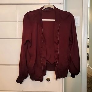 Burgundy bomber jacket Zara size M
